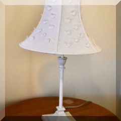 D16. White lamp with flower shade. 24” 